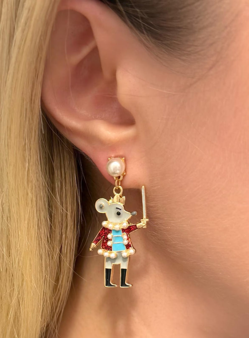 Christmas Nutcracker Pearl Earrings