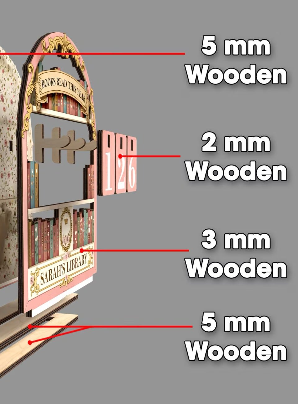 Vintage Book Read Tracker 4 (Pink)