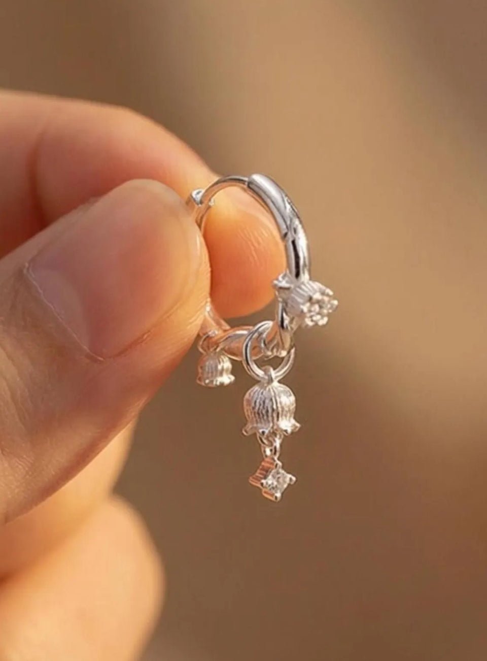 Lily of the Valley Hoop Earrings