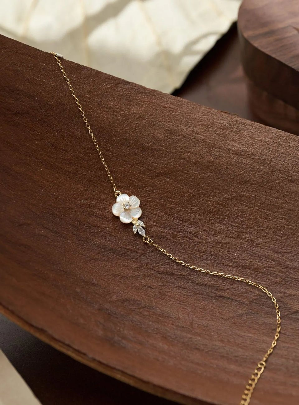 Sterling Silver Mother of Pearl Flower Bracelet