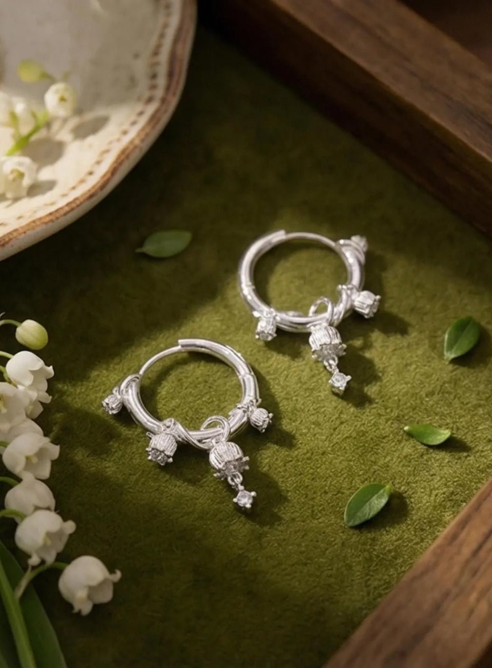 Lily of the Valley Hoop Earrings