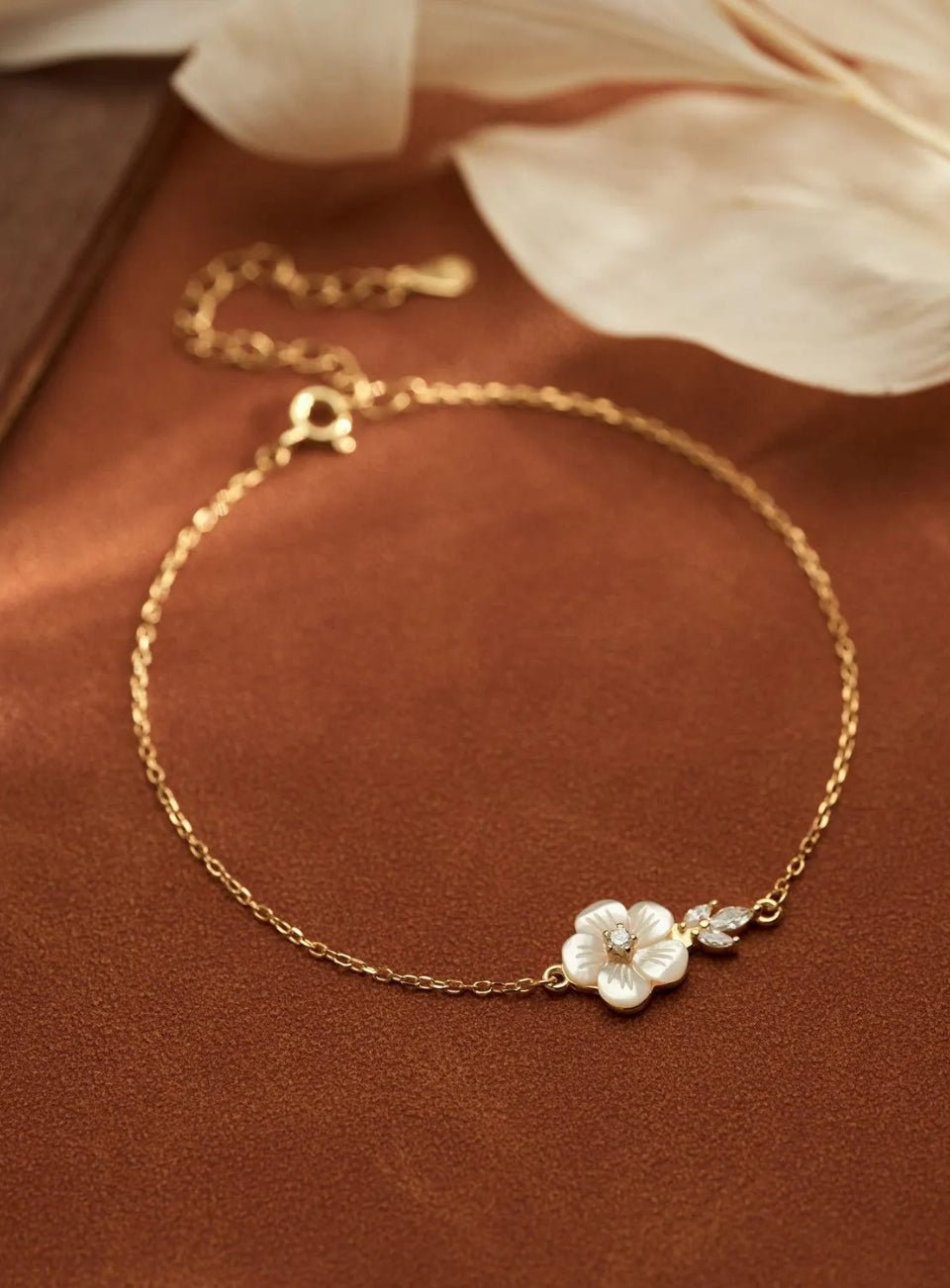 Sterling Silver Mother of Pearl Flower Bracelet