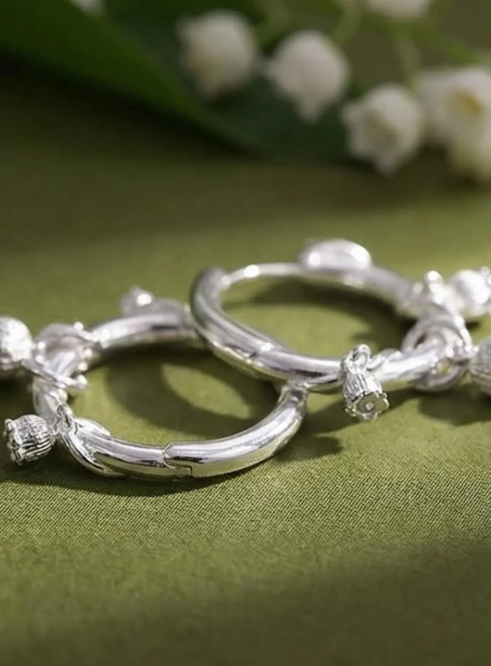 Lily of the Valley Hoop Earrings