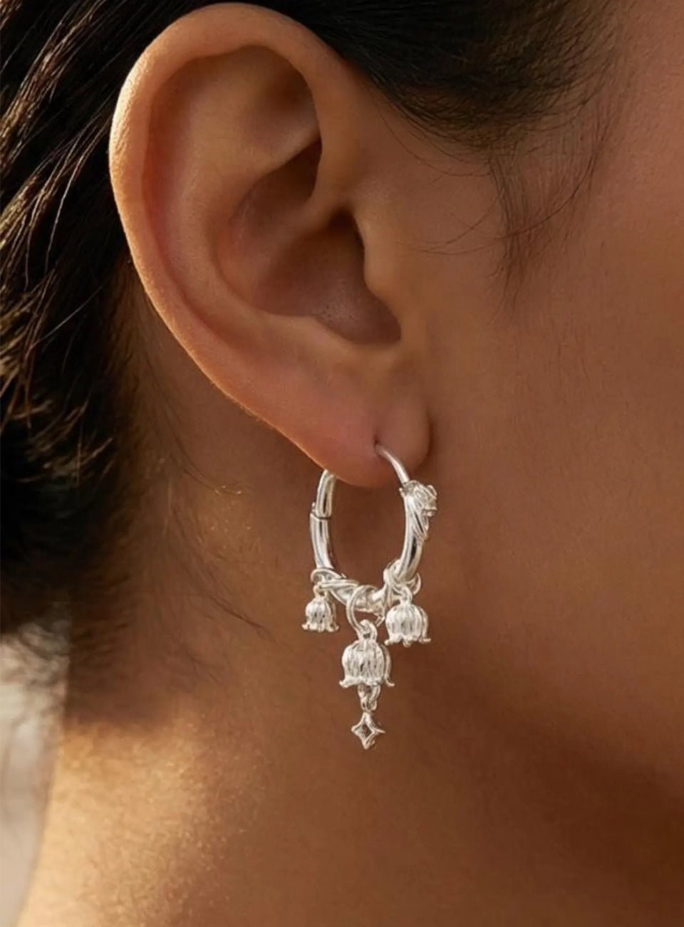 Lily of the Valley Hoop Earrings