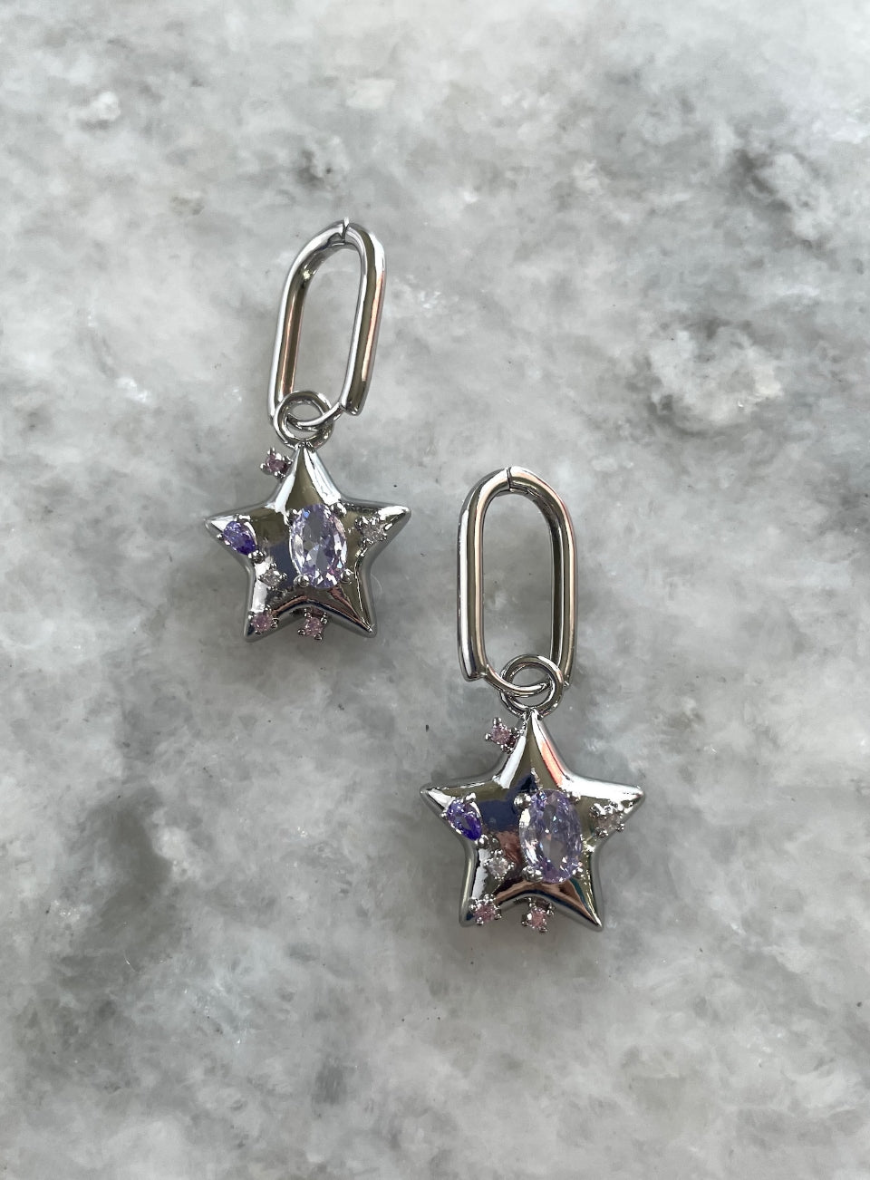 Star Chain Hoop Earrings
