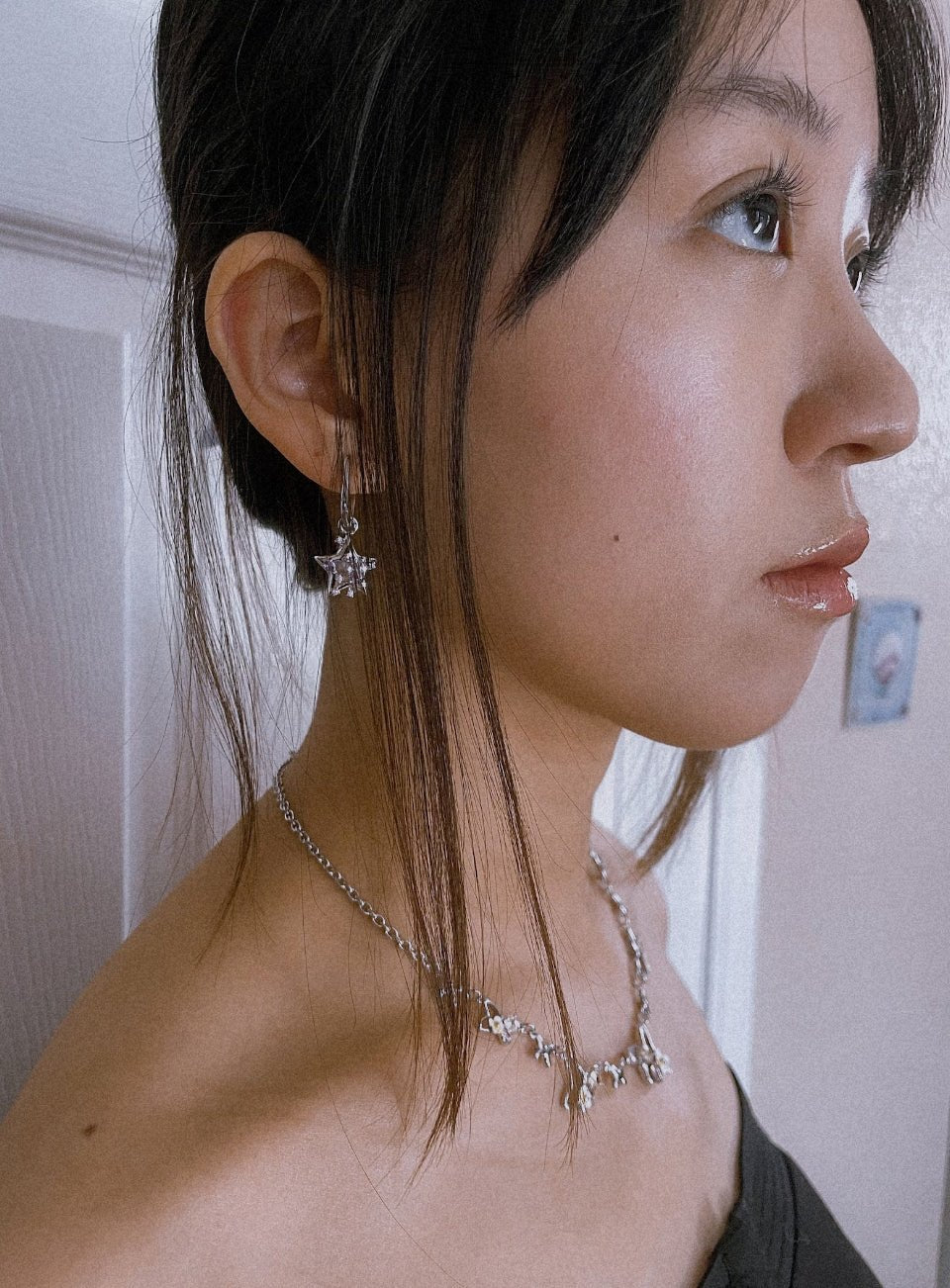 Star Chain Hoop Earrings