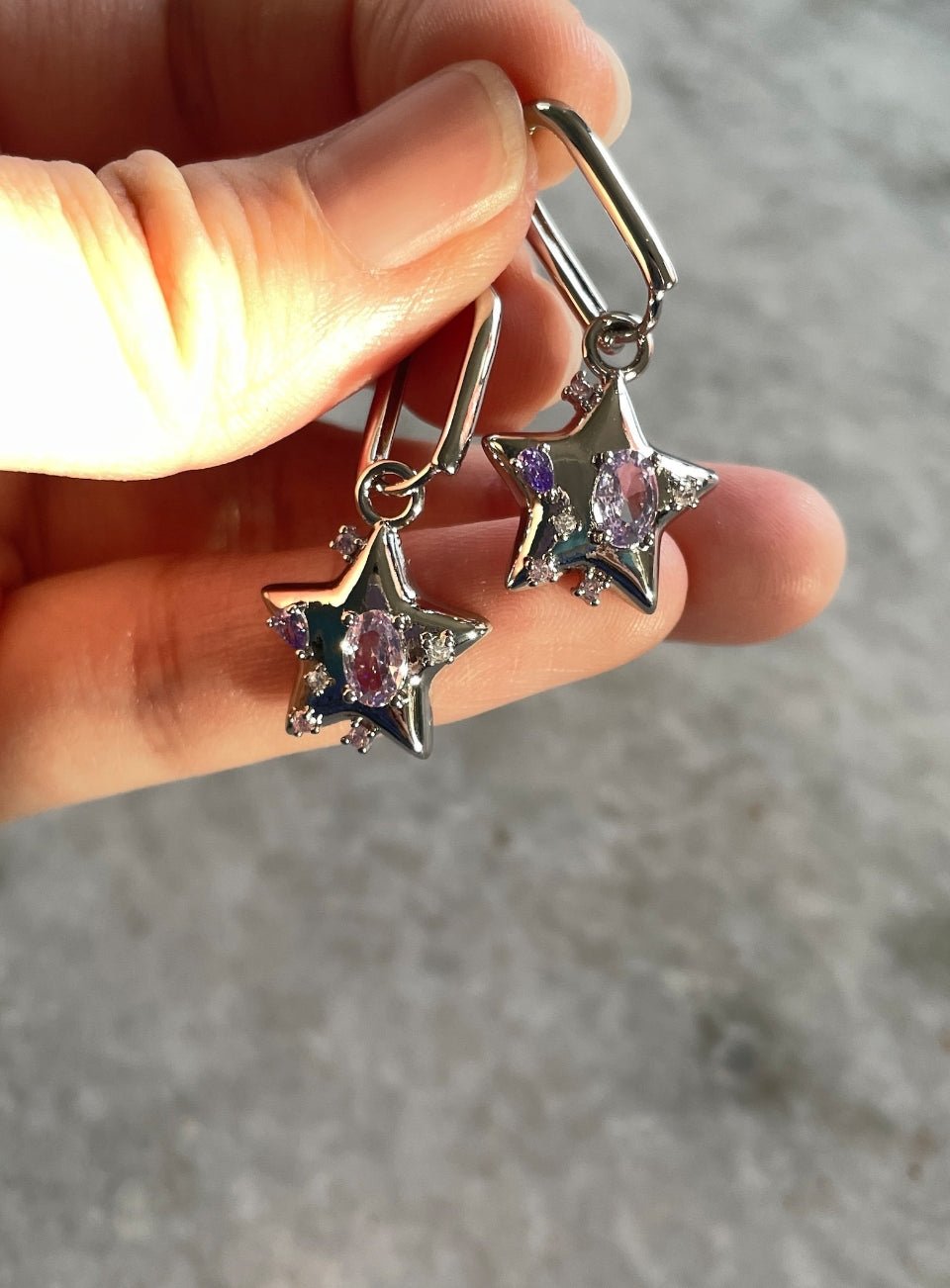 Star Chain Hoop Earrings