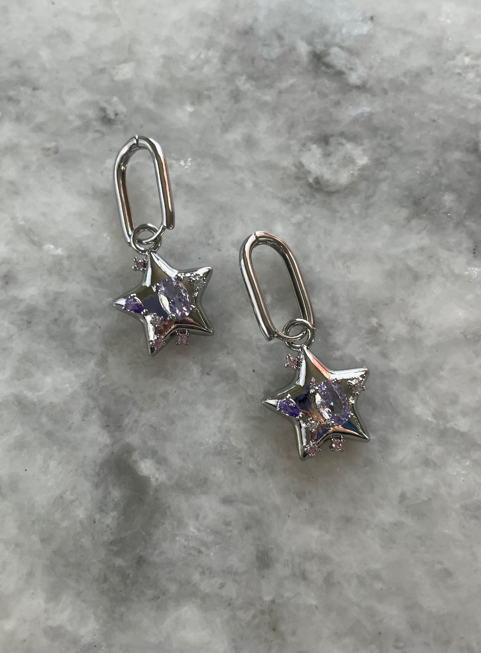 Star Chain Hoop Earrings