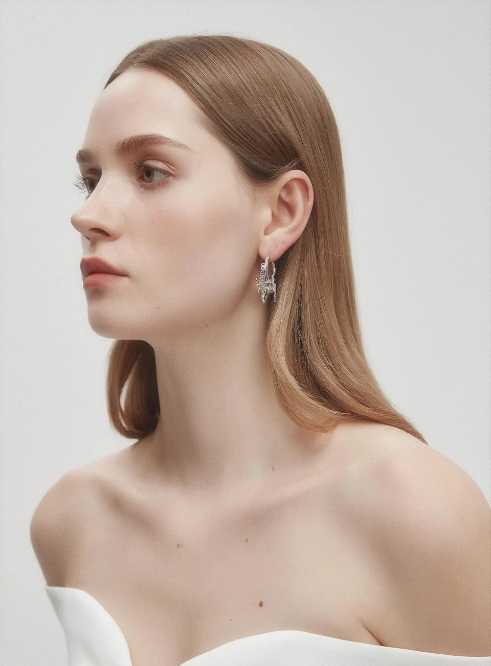 Bow Star Chain Hoop Earrings