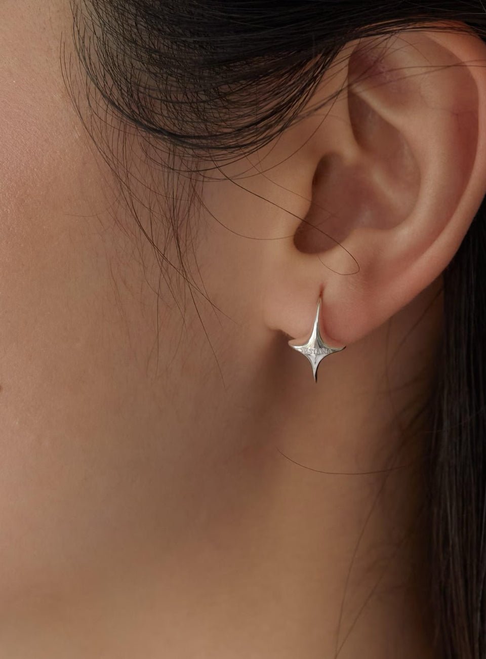 North Star Starburst Huggie Hoop Earrings