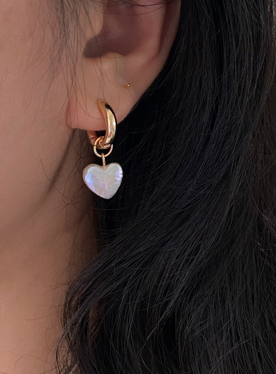 Heart Shaped Pearl Earrings