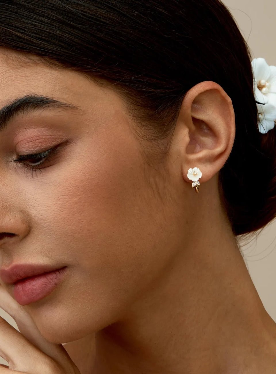 Mother of Pearl Flower Hoop Earrings