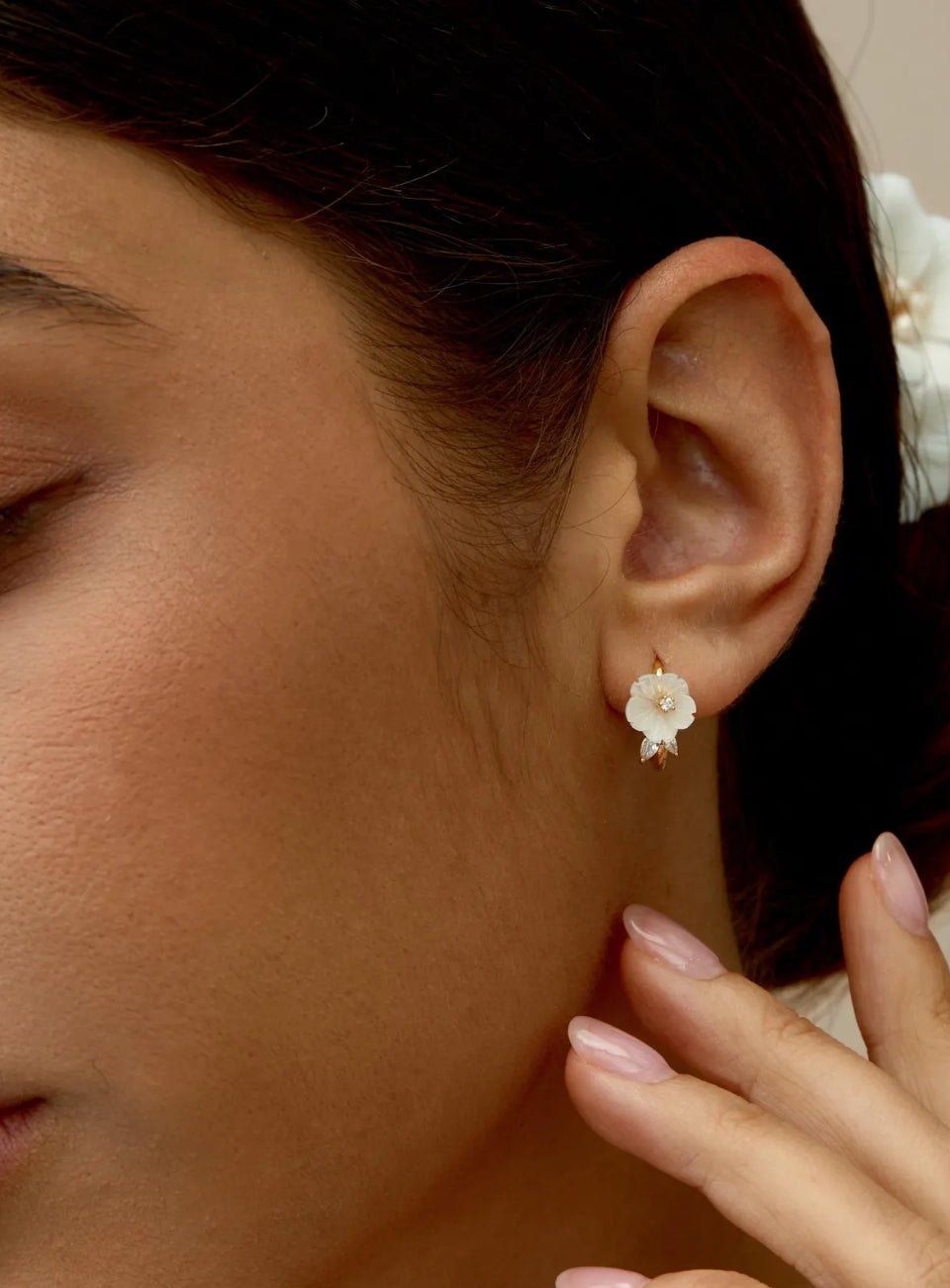 Mother of Pearl Flower Hoop Earrings