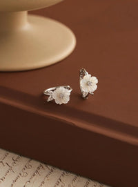 Mother of Pearl Flower Hoop Earrings