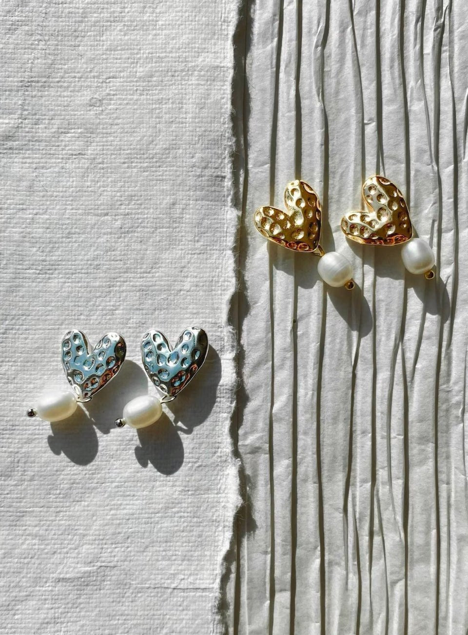 Pearl Heart Drop Earrings