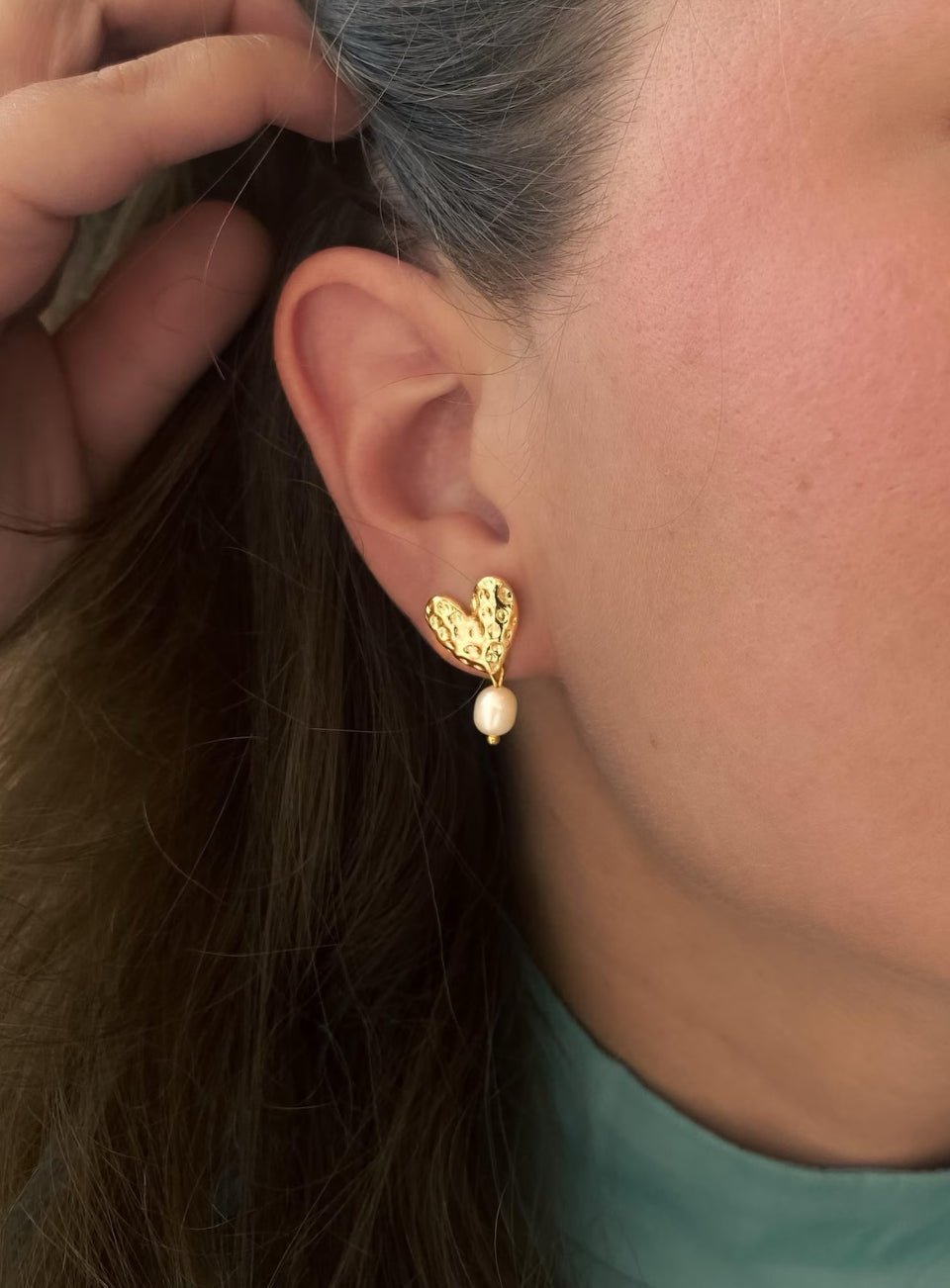 Pearl Heart Drop Earrings