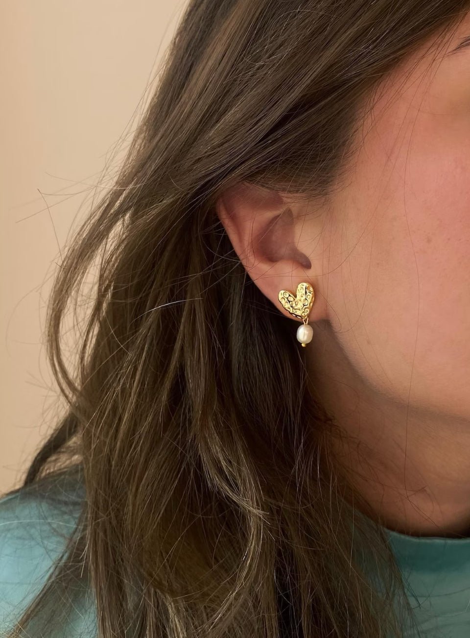 Pearl Heart Drop Earrings