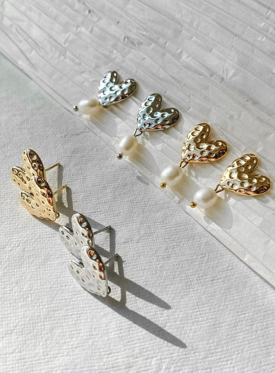 Pearl Heart Drop Earrings