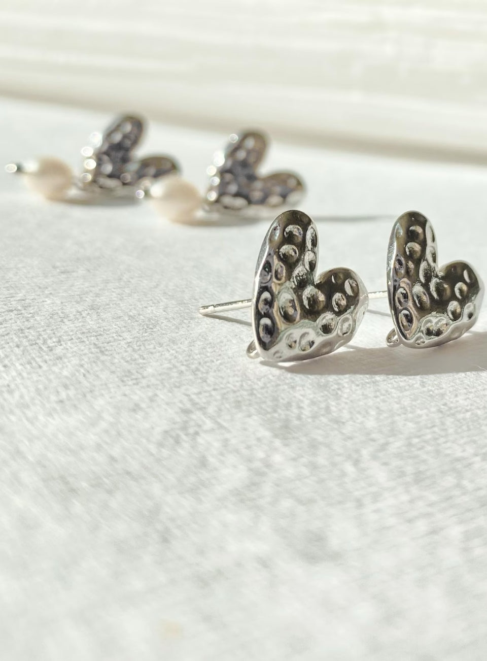Pearl Heart Drop Earrings