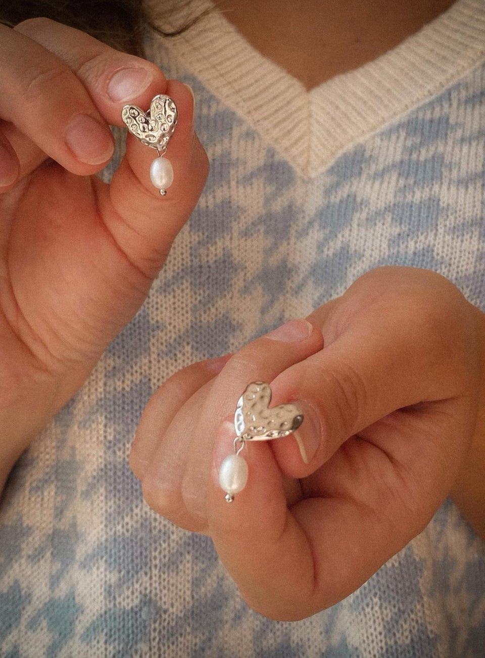 Pearl Heart Drop Earrings