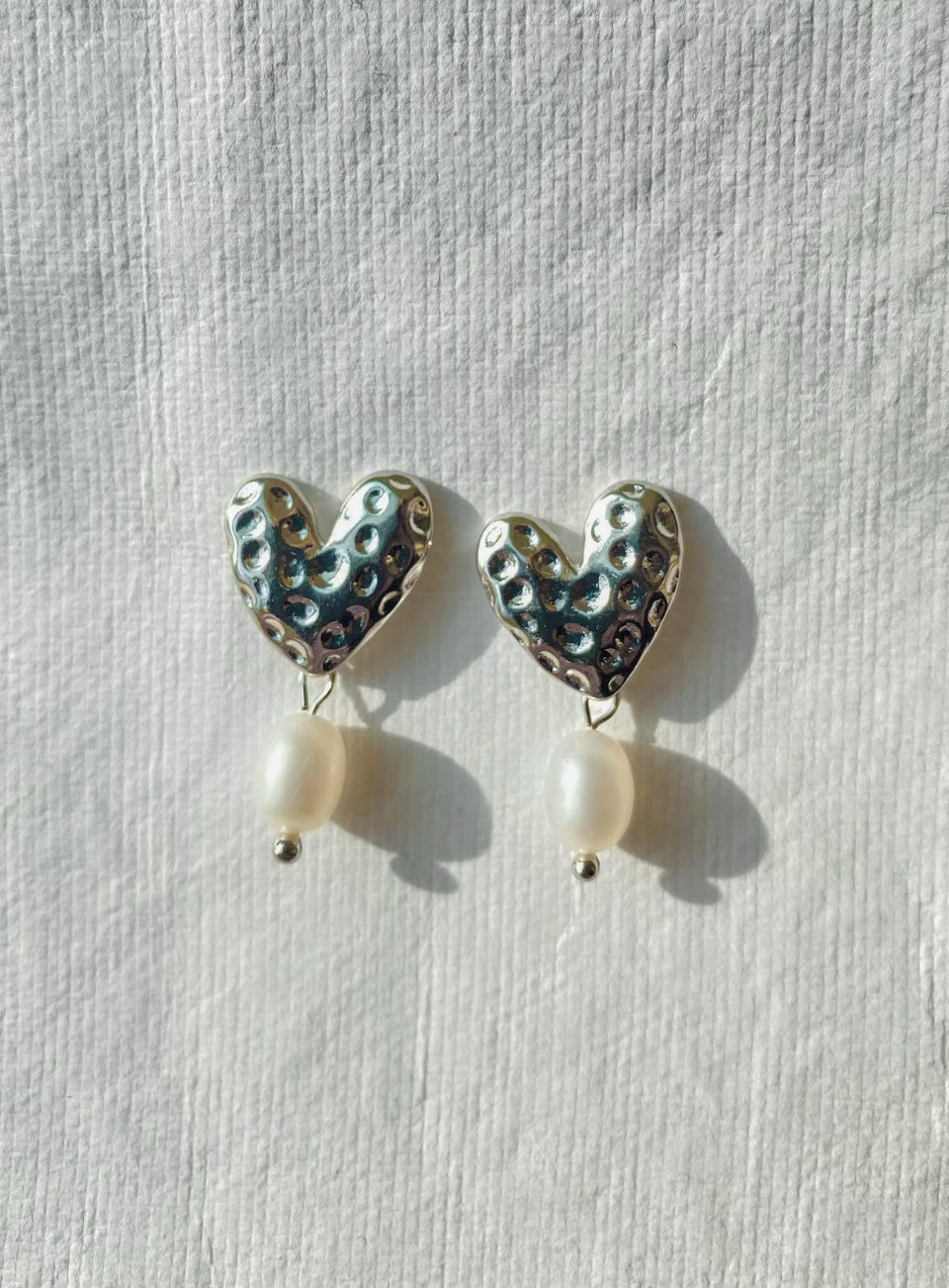 Pearl Heart Drop Earrings
