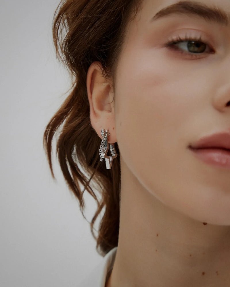 Star Outline Drop Earrings