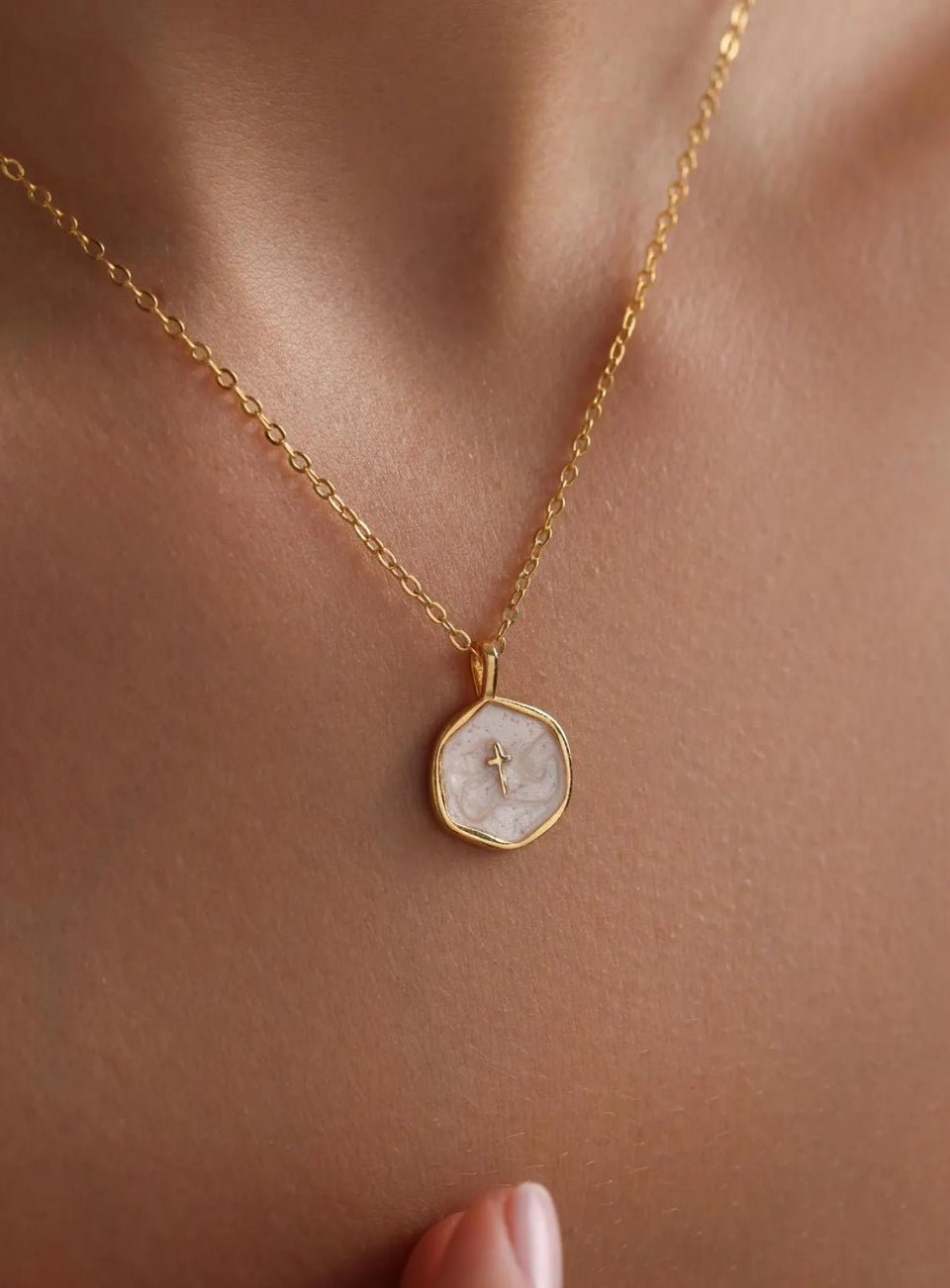 Gold Enamel Mini Cross Necklace