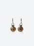 Pair of amber resin lantern earrings with silver-tone filigree cages and clear beads