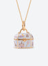 Animal treasure box locket necklaces with castle, woodland, night-sky, and floral designs (Cat)