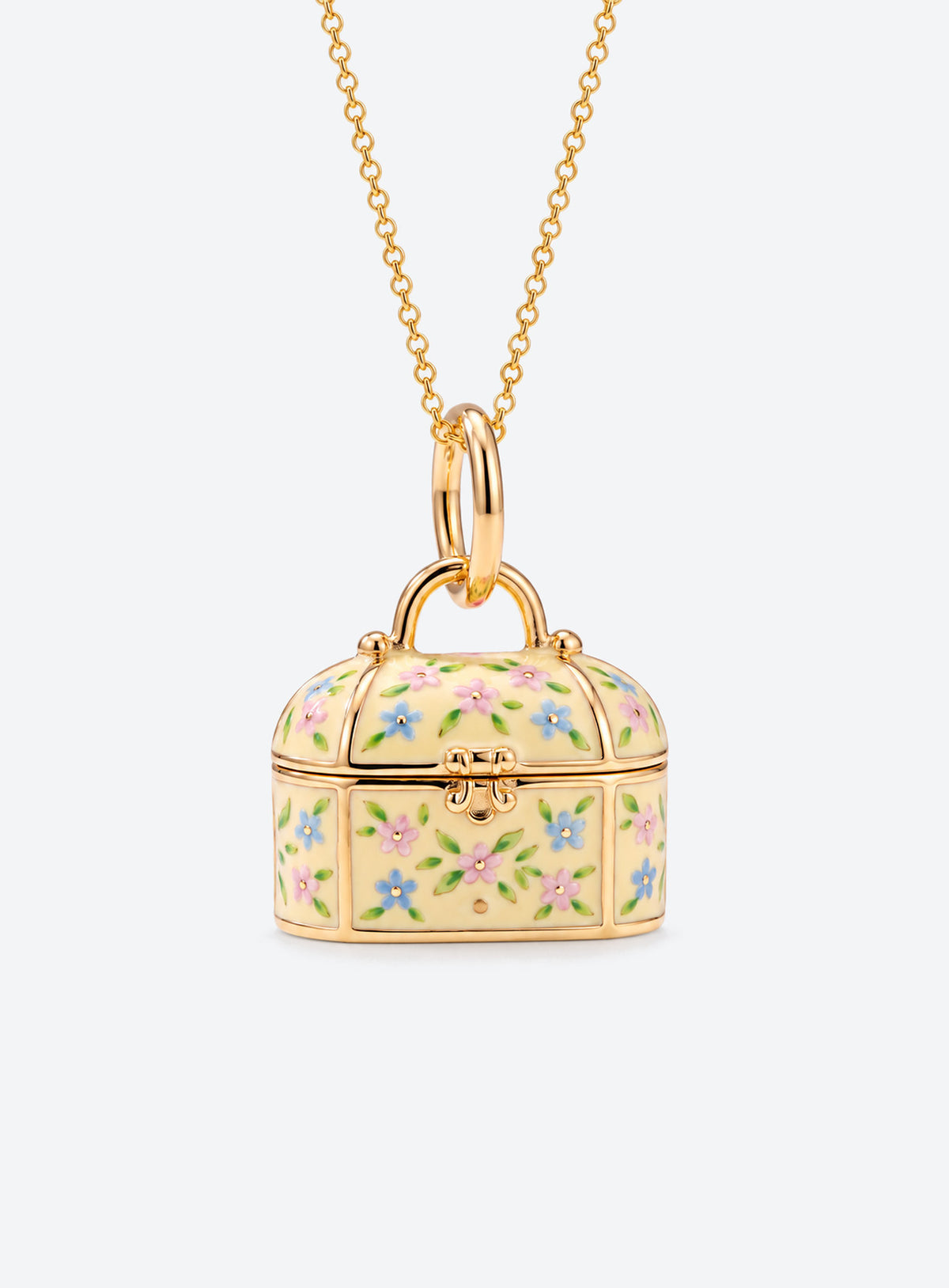 Animal treasure box locket necklaces with castle, woodland, night-sky, and floral designs (Sheep)