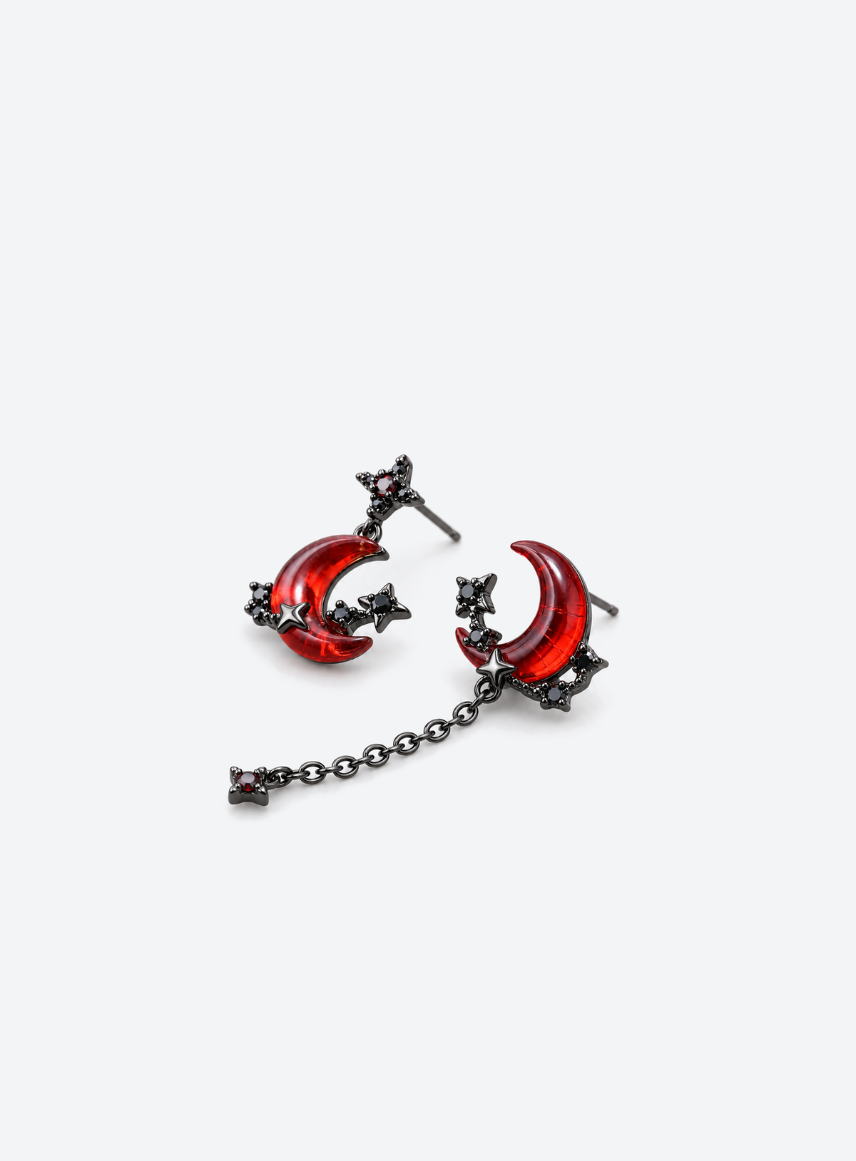 Asymmetrical Moon Star Earrings