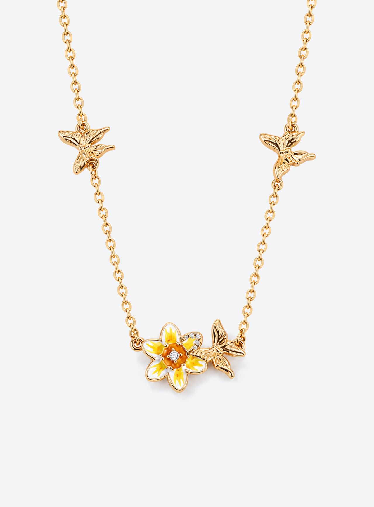 Cat Parturition Birth Flower and Butterfly Necklace - sdops
