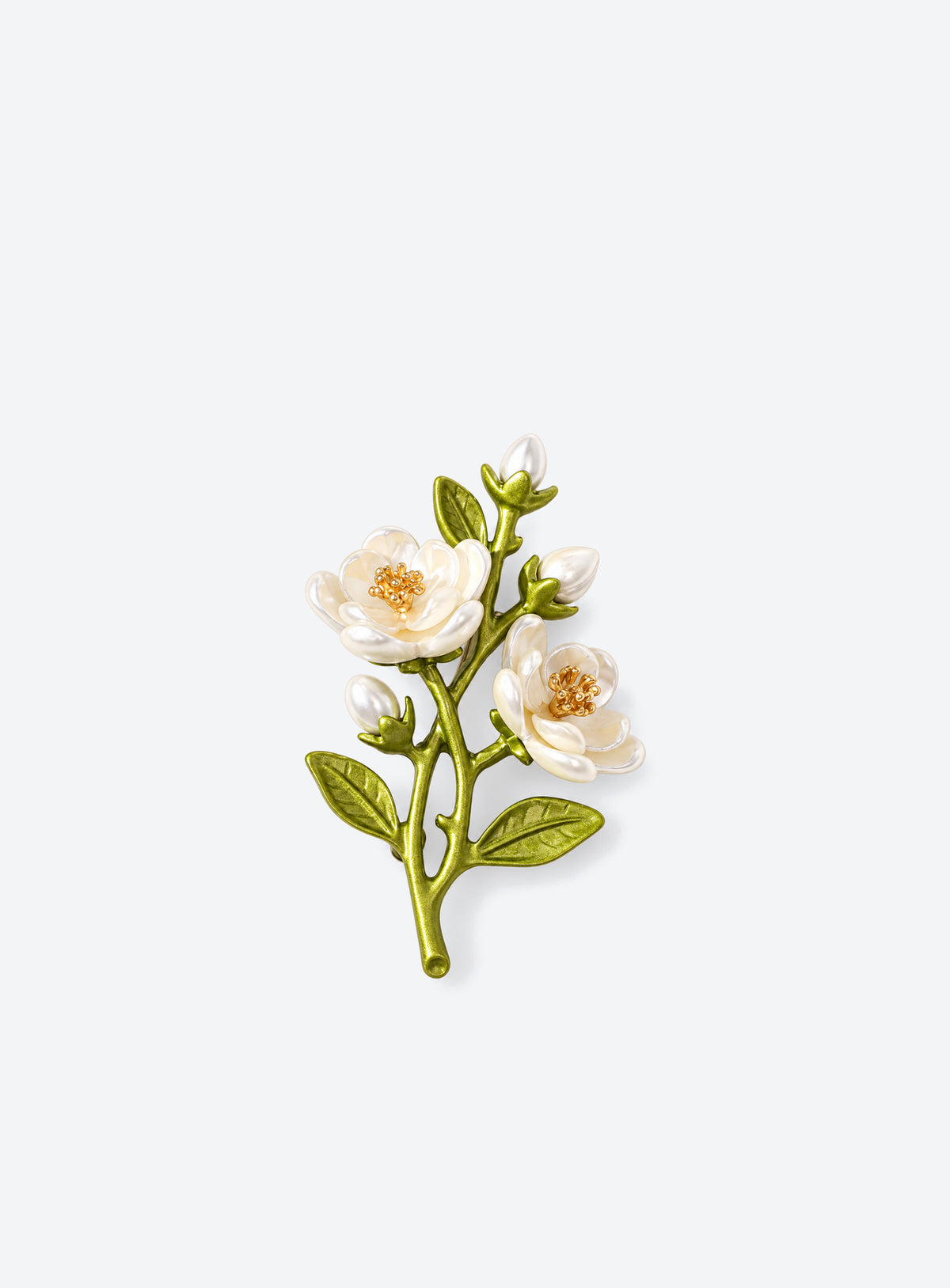 Birth month flower brooch with decorative enamel details (March)