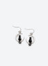 Black cat crescent moon earrings with silver-tone frames and French hooks