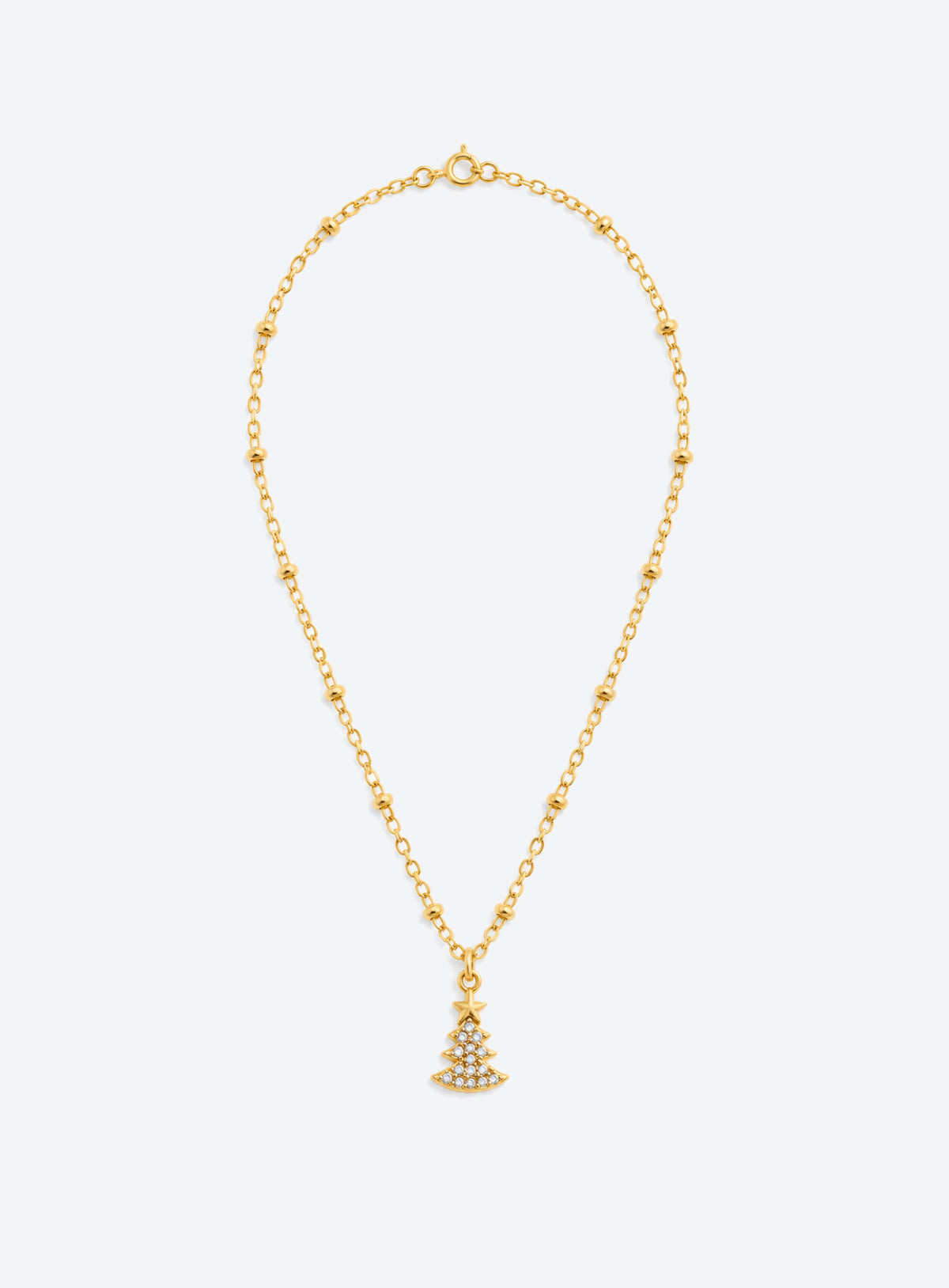 Golden Christmas Tree Necklace