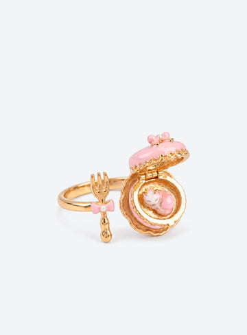 Macaron Cake Locket Ring - Pink