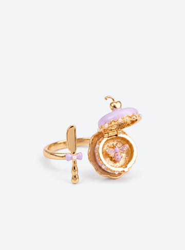 Macaron Cake Locket Ring - Purple