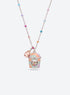 Candy-themed pendant necklace with a transparent window containing colorful candy-like beads (Sundae)