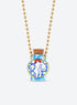 Cat-patterned ceramic bottle pendant with a cork stopper on a copper chain (Blue Cat)