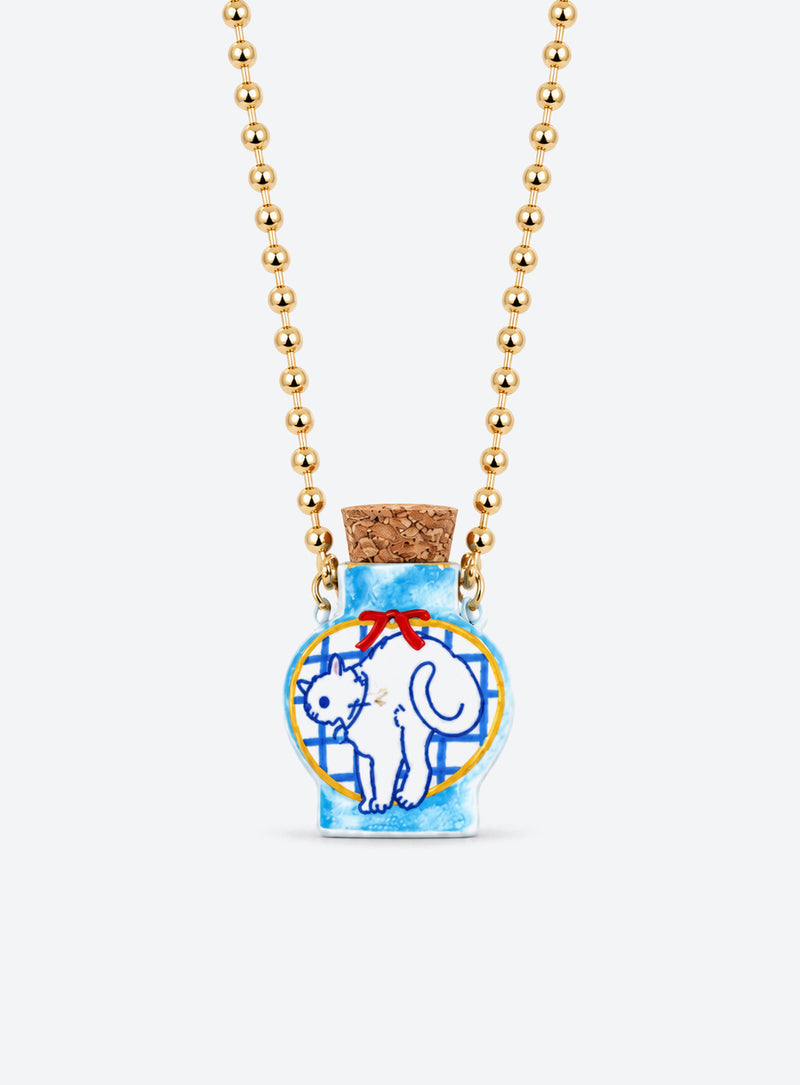 Cat Ceramic Bottle Necklace