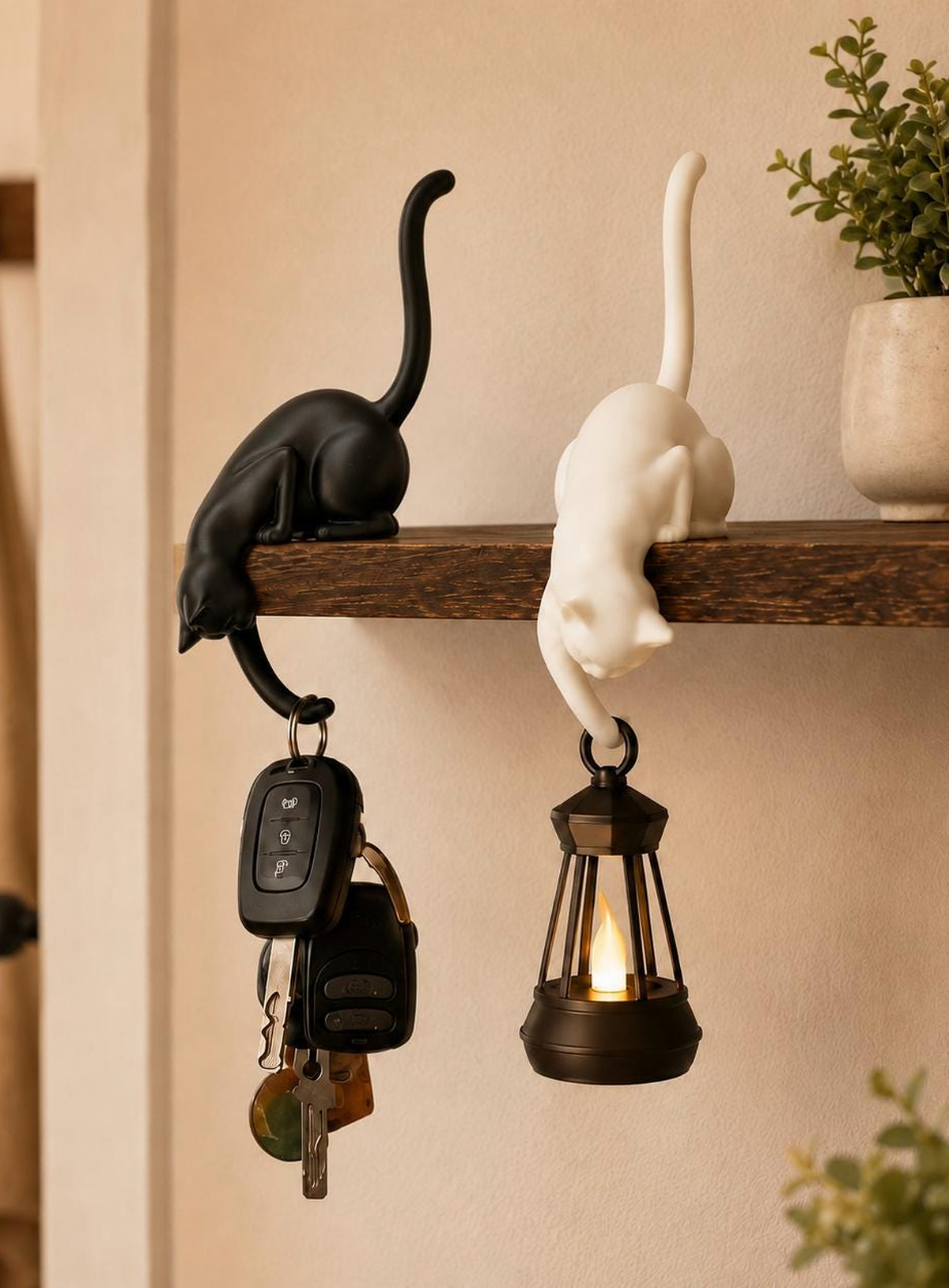 Cat Lantern Shelf Decor