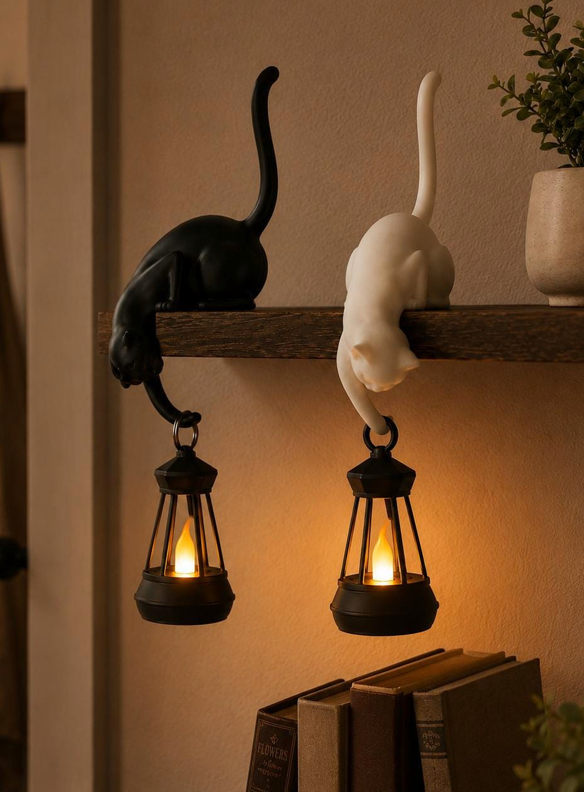 Cat Lantern Shelf Decor