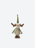 Green and brown fabric Christmas floor decoration with extendable striped legs, available in Reindeer or Gnome designs. (Reindeer)
