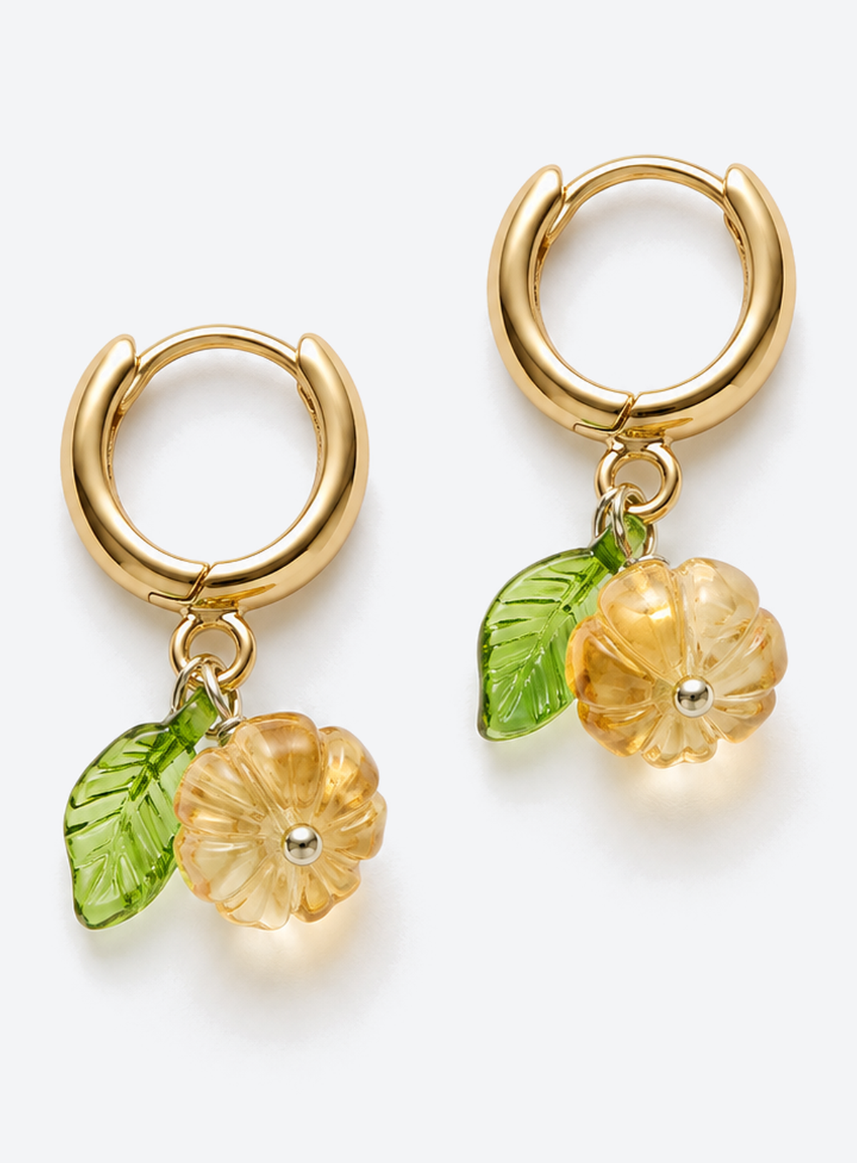 Citrine Pumpkin Hoop Earrings
