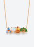 Castle skyline pendant necklace with multicolored zircon accents on a delicate chain