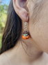 Cowboy frog pumpkin earrings with jack-o&