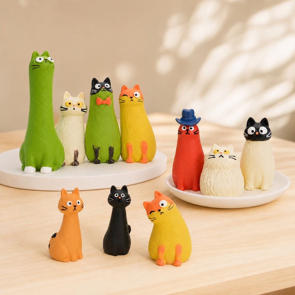 Crooked Cat Resin Figurines