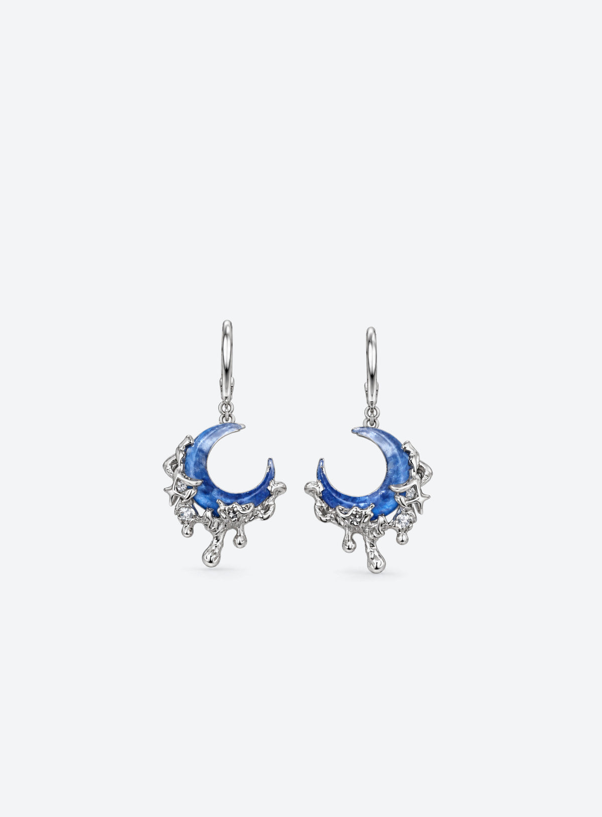Crescent Moon Teardrop Dangle Earrings