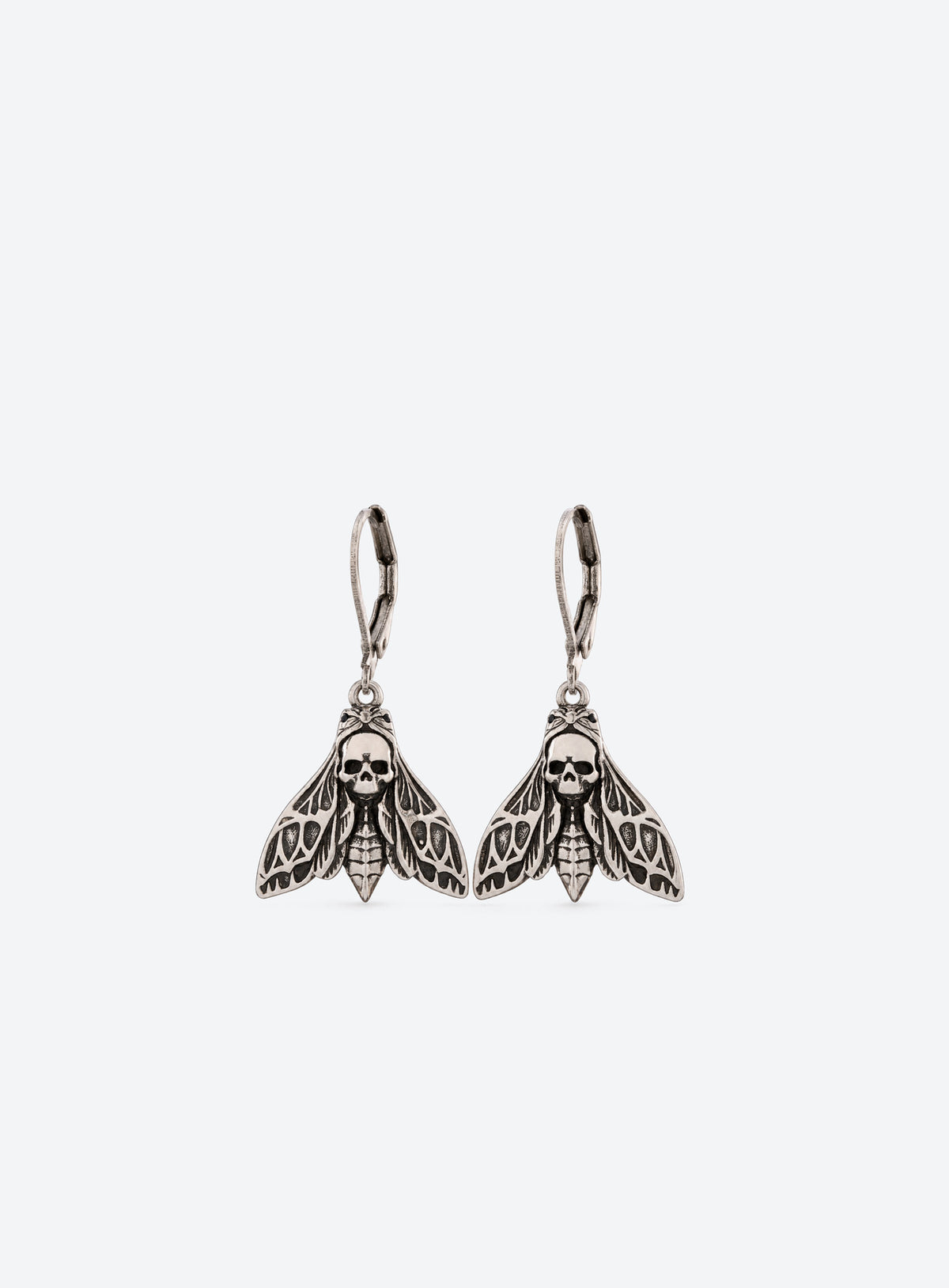 Pair of vintage silver-plated death's-head hawkmoth leverback earrings