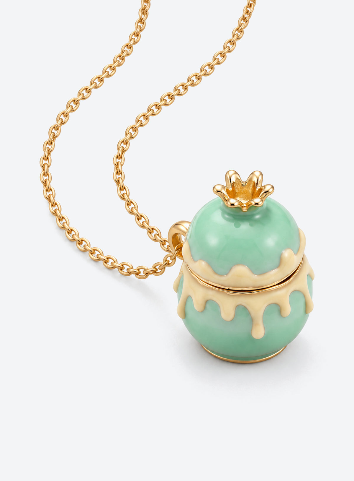 Pastel dessert-shaped locket necklace with simulated pearl accents (Dog)